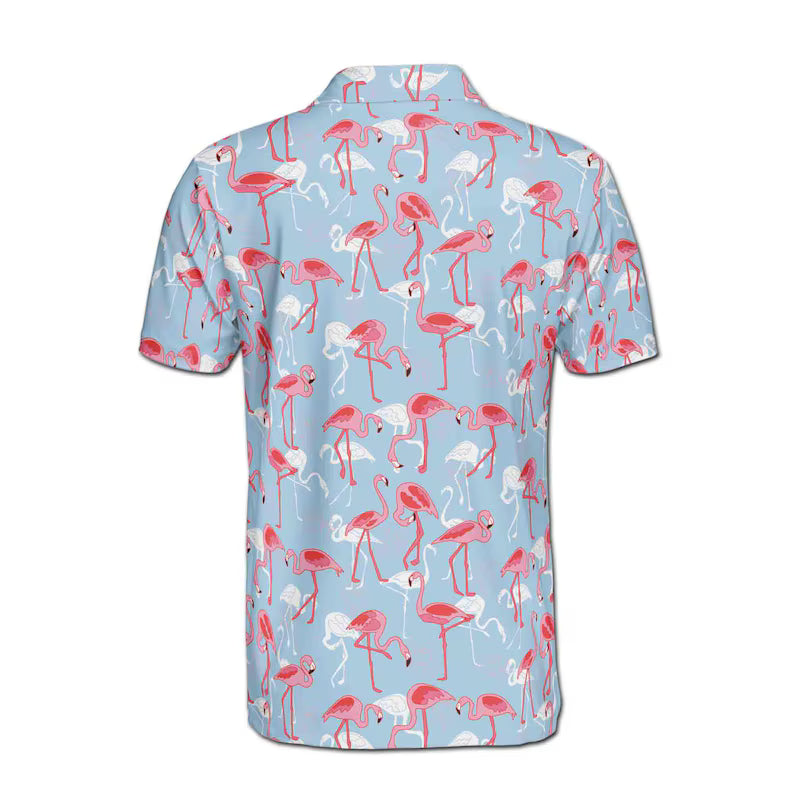 Funny Colorful Flamingo Golf Men's Polo Shirt