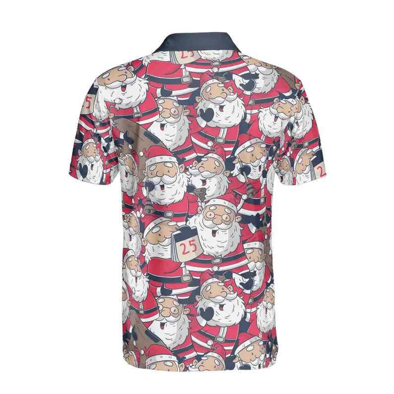 Golf Custom Funny Xmas Cartoon Santa Claus Christmas Men's Polo Shirt