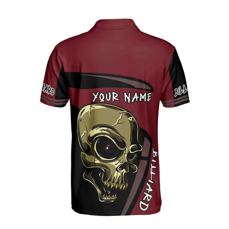 Custom Name Skull Billiard Pool Team Club Gift 3D Polo Shirt Size