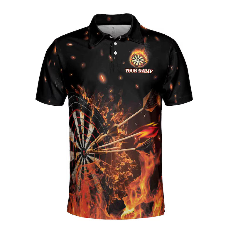 Custom Name Darts Flame Men's Polo Shirt