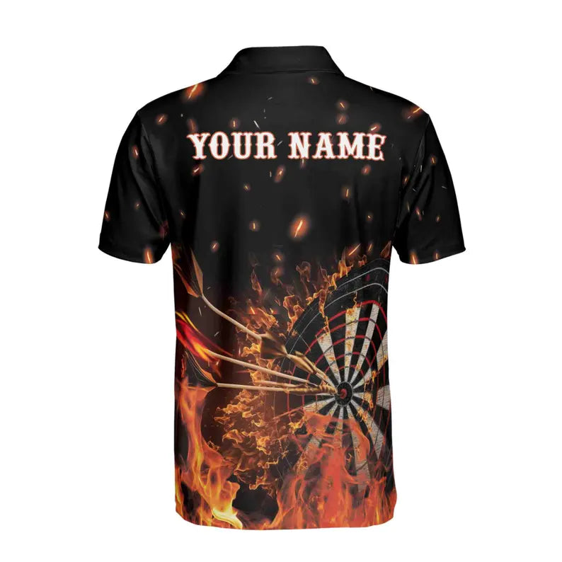 Custom Name Darts Flame Men's Polo Shirt
