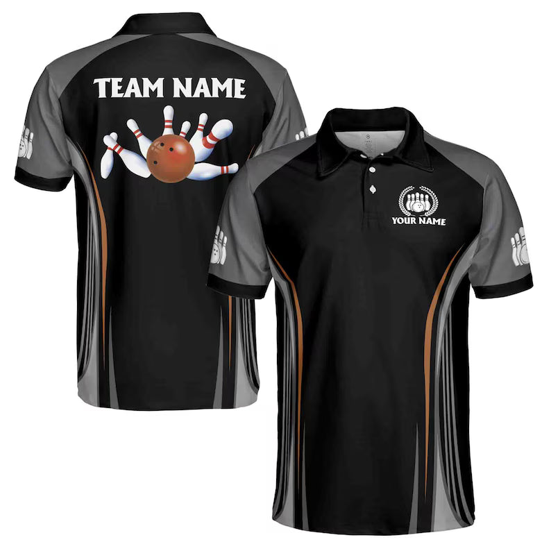 Custom Name, Team Name Bowling Ball Men's Polo Shirt