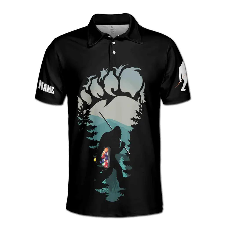 Bigfoot Holding Billiard Balls Personalized Men's Polo Shirt