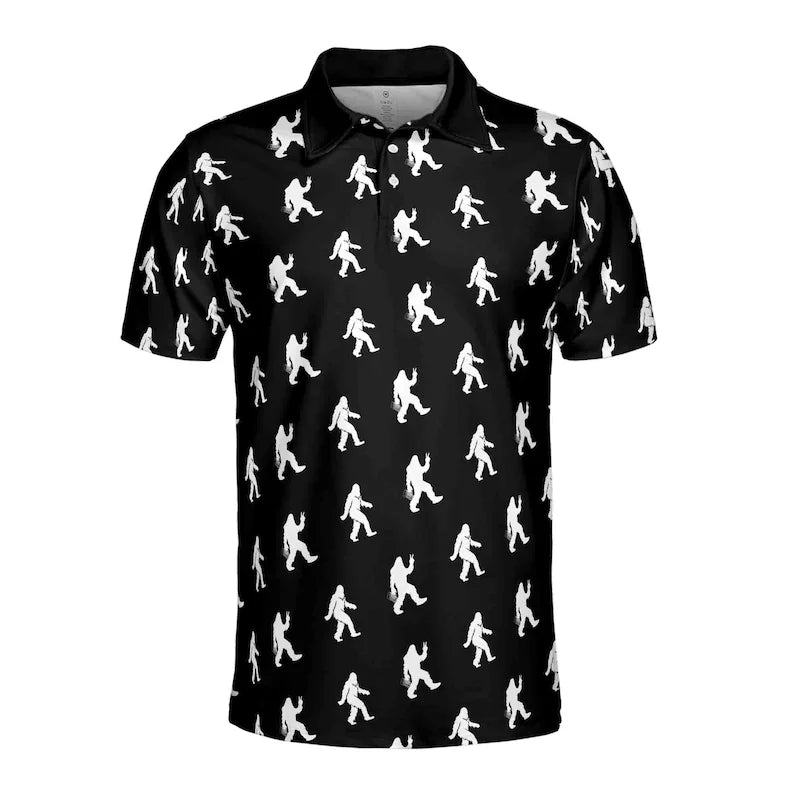 Funny Bigfoot Sasquatch Silhouette Golf Men's Polo Shirt