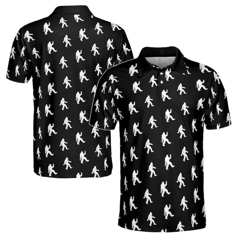 Funny Bigfoot Sasquatch Silhouette Golf Men's Polo Shirt