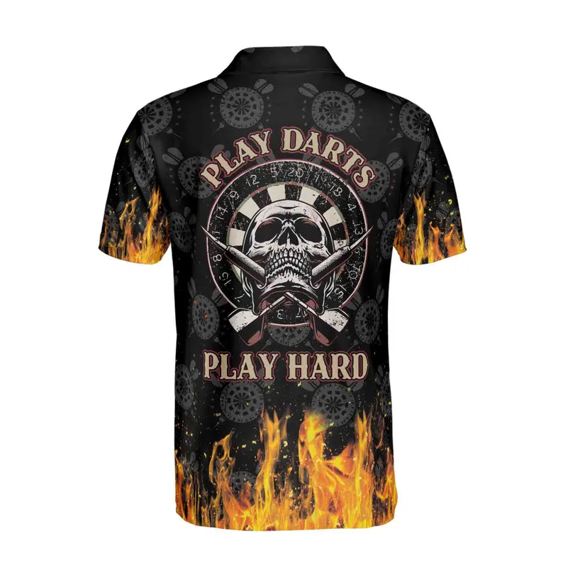 Personalized Play Dart Fire And Skull Men's Polo Shirt
