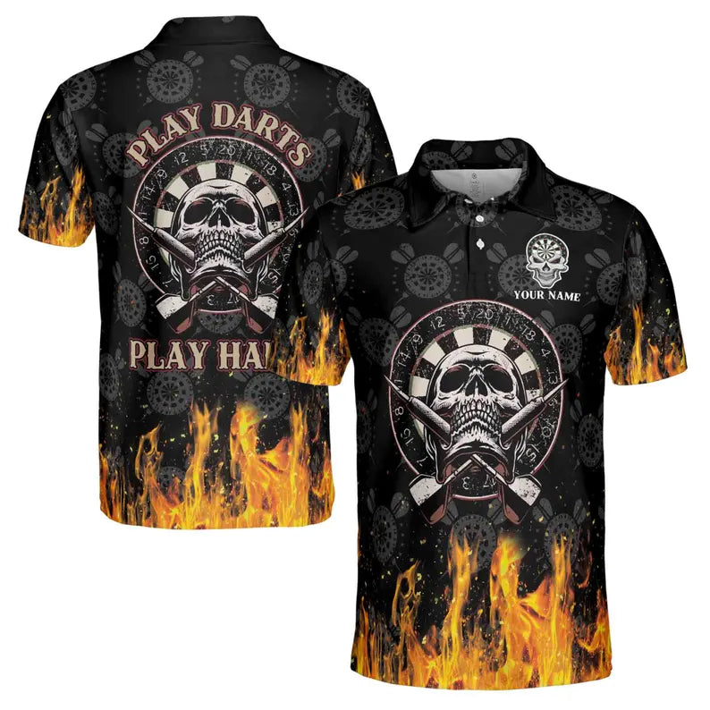 Personalized Play Dart Fire And Skull Men's Polo Shirt