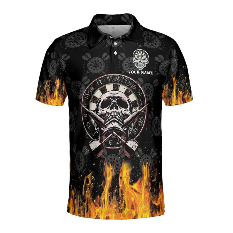 Personalized Play Dart Fire And Skull Men's Polo Shirt