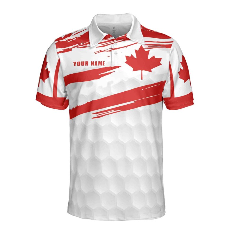 Personalized Name Canada Flag Golf Team Maple Tree 3D Polo Shirt