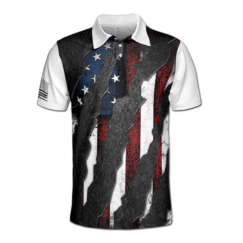 Grunge America Flag USA Patriotic Men's Polo Shirt