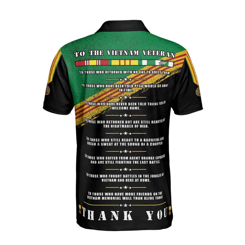 Vietnam Veteran Men's Polo Shirt: Custom Name, American Eagle Flag
