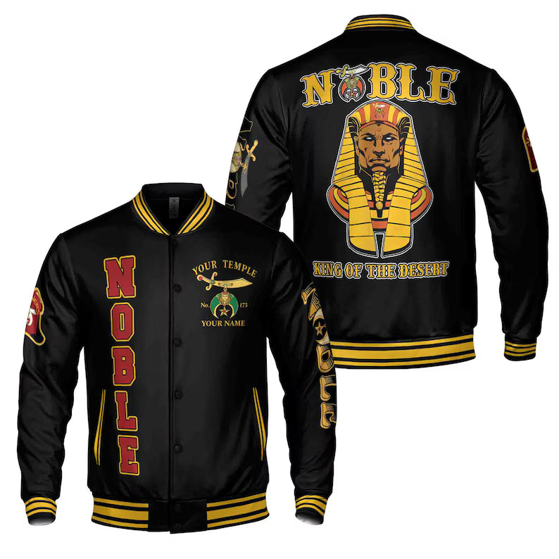 Custom Your Temple And Name King Of The Desert Shriner Nobles Mystic Baseball Jacket