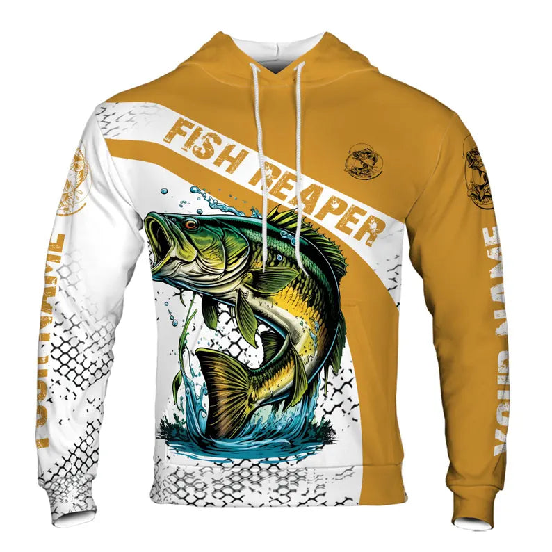 Custom Name Unisex Novelty Walleye Fishing Pullover, Fish Reaper Hoodie 3D