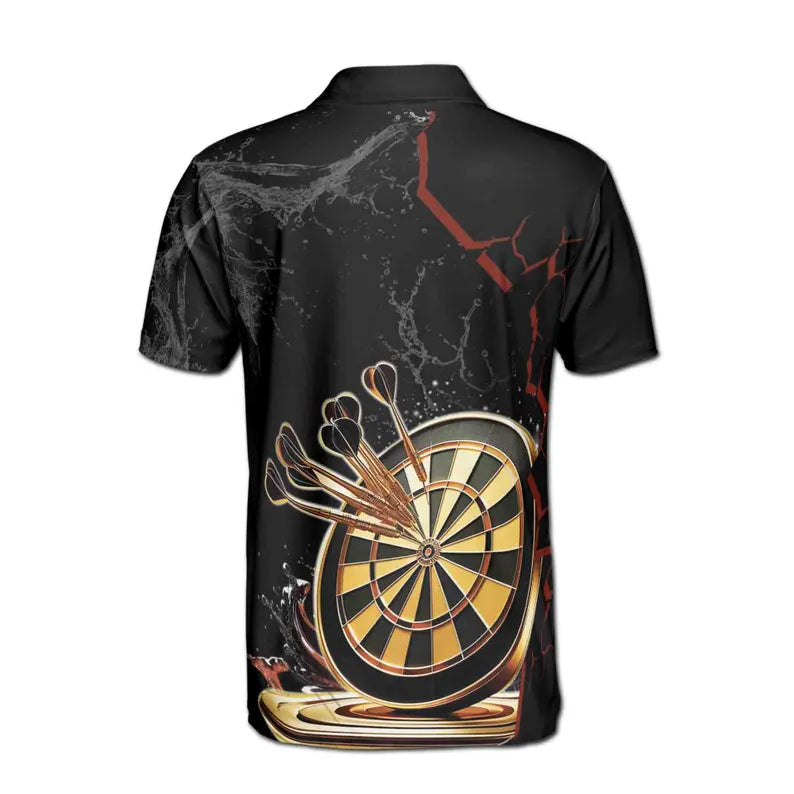 Custom Name Golden Darts Team Black Men's Polo Shirt