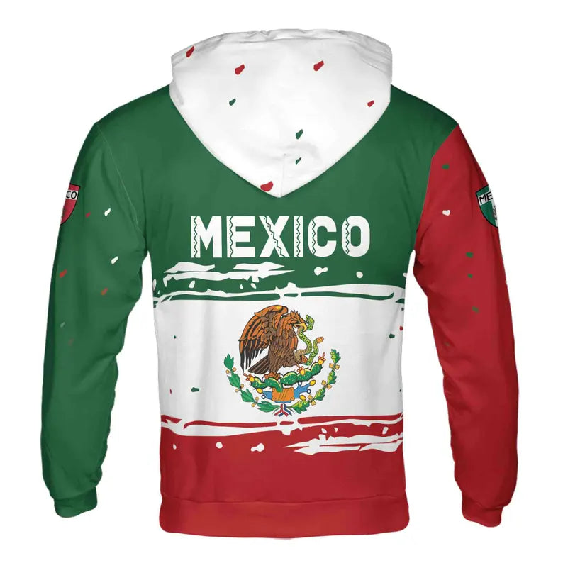 Custom Name Patriotic Mexican Mexico Flag Coat of Arms Hoodie 3D