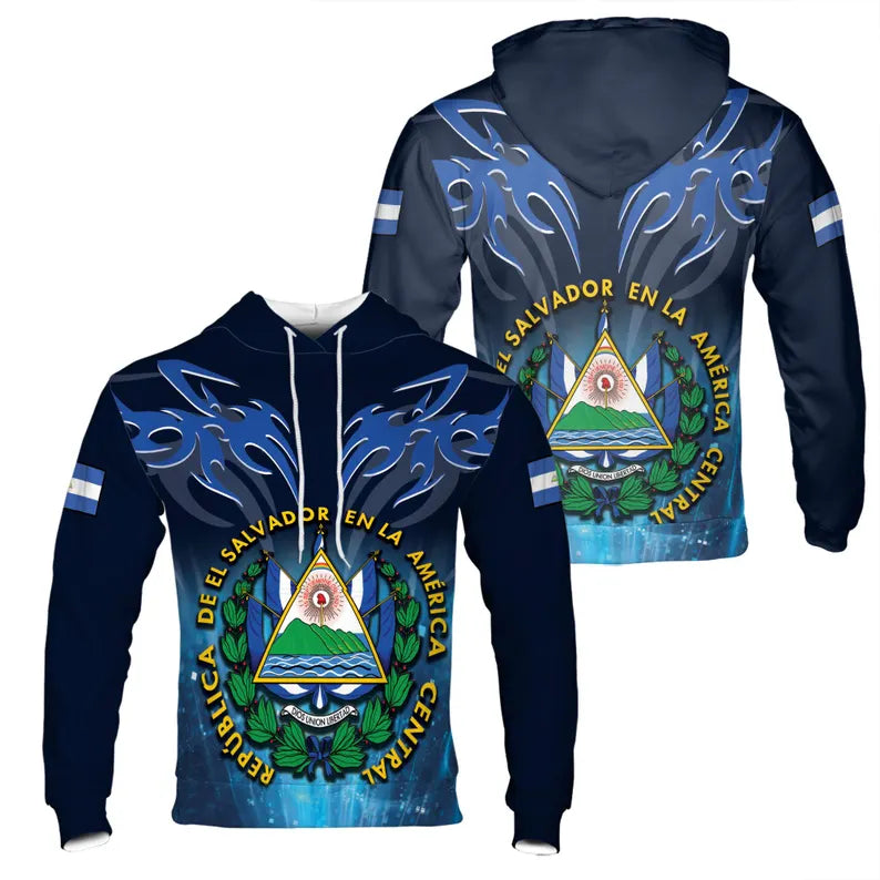 Custom Personalized Name El Salvador Coat of Arms Hoodie 3D