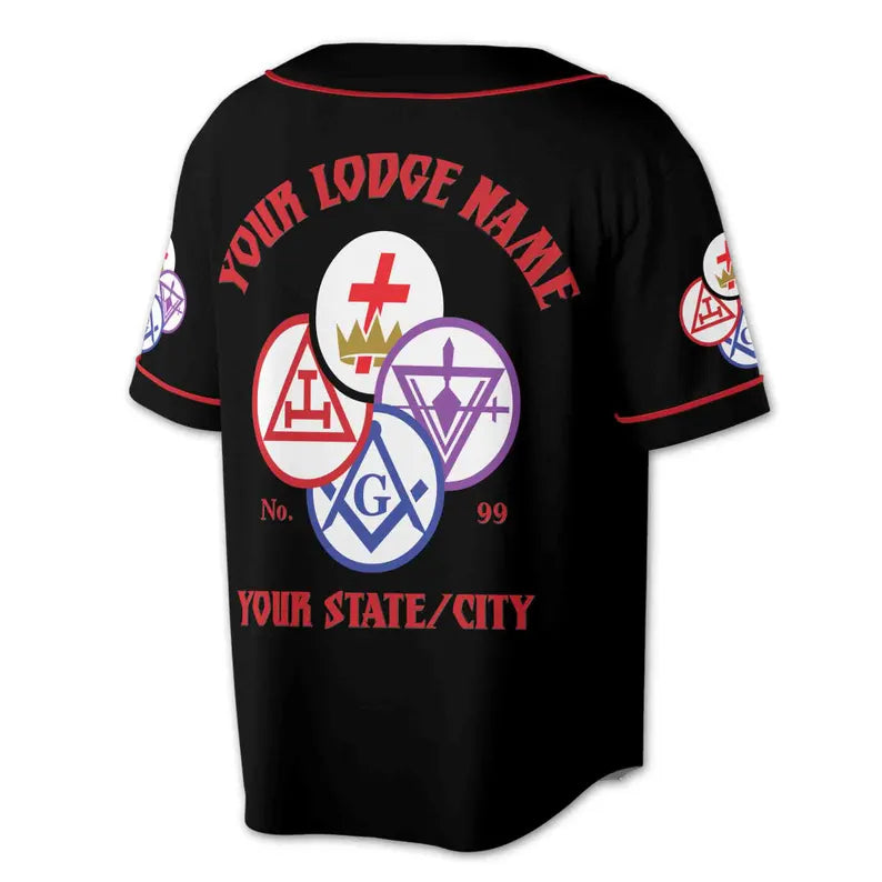 Customize Name Lodge Name York Rite Masonic Freemasonary Freemason Baseball Jersey, 3D Baseball Jesey Shirt