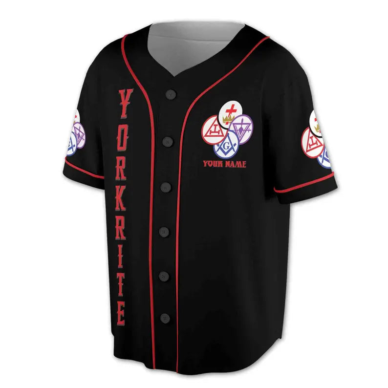 Customize Name Lodge Name York Rite Masonic Freemasonary Freemason Baseball Jersey, 3D Baseball Jesey Shirt
