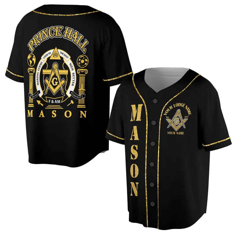 Greats Mason, Masonic Prince Hall Masons Baseball Jersey, 3D Baseball Jesey Shirt