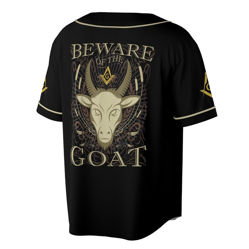 Masonic Beware Of The Goat Funny Freemason Baseball Jersey, 3D Baseball Jesey Shirt