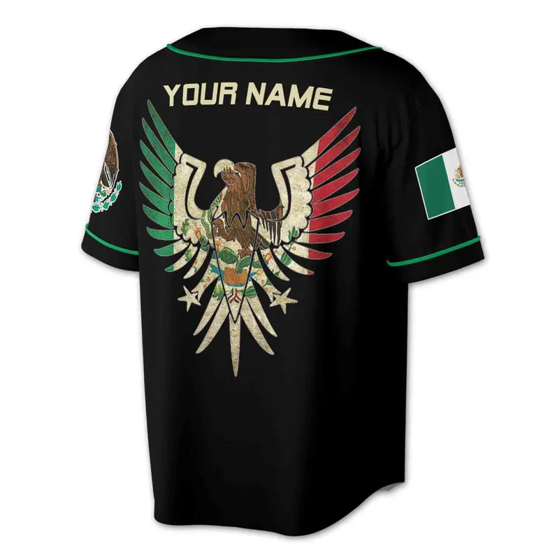 Personalized Name Eagle Mexico Viking Aztec 3D All Over Printed Baseball Jersey, 3D Baseball Jesey Shirt