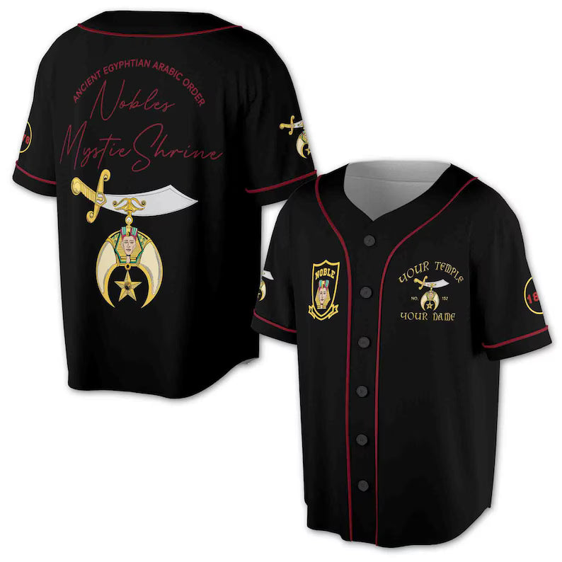 Temple Nobles Mystic Shrine Custom Baseball Jersey Shirt