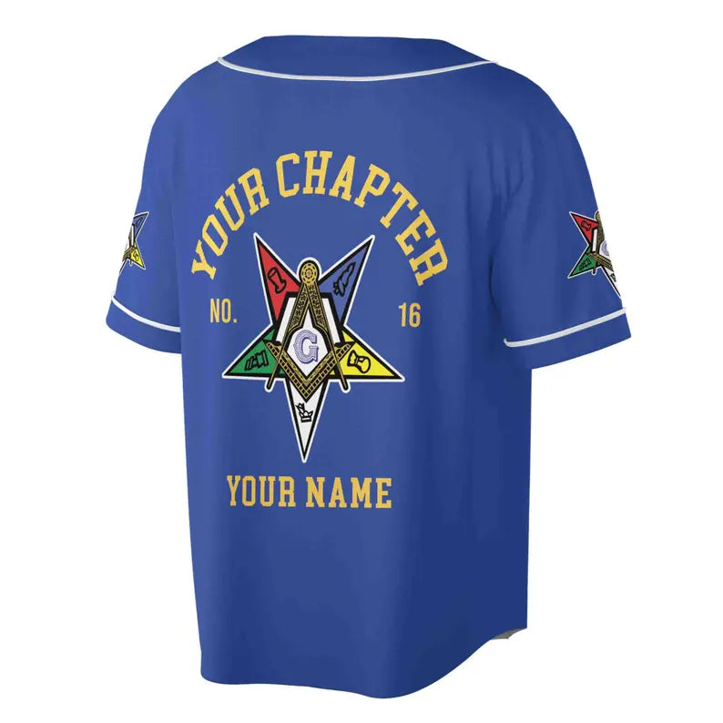 Order Of The Eastern Star OES Past Patrons Emblem Masonic Square & Compass Baseball Jersey, 3D Baseball Jersey Shirt