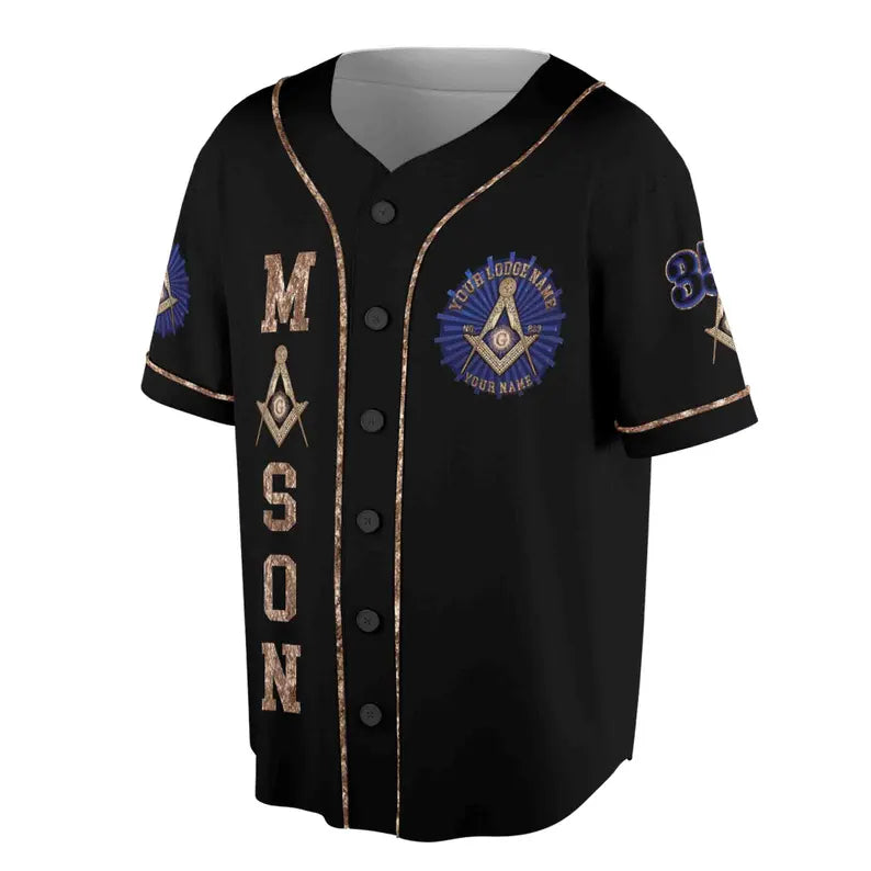 Freemason Symbol Custom Lodge Name Number 3D Baseball Jersey, 3D Baseball Jesey Shirt
