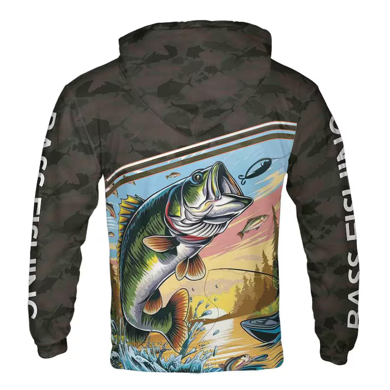 Custom Name Novelty Hoodie Bass Fishing 3D
