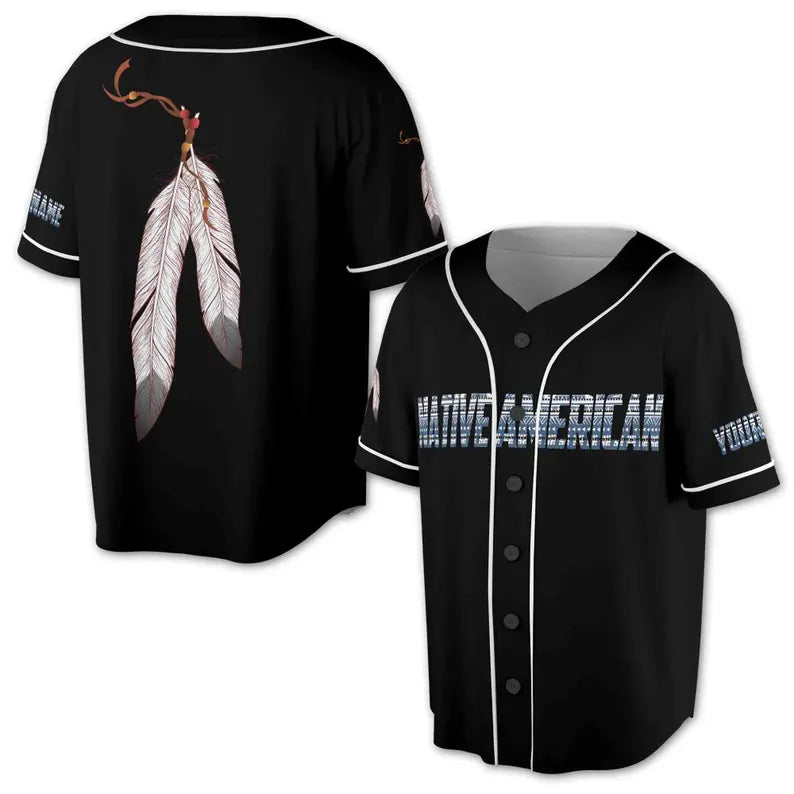 Custom Name Native American Baseball Jersey: Indigenous Symbol Print, 3D Baseball Jesey Shirt