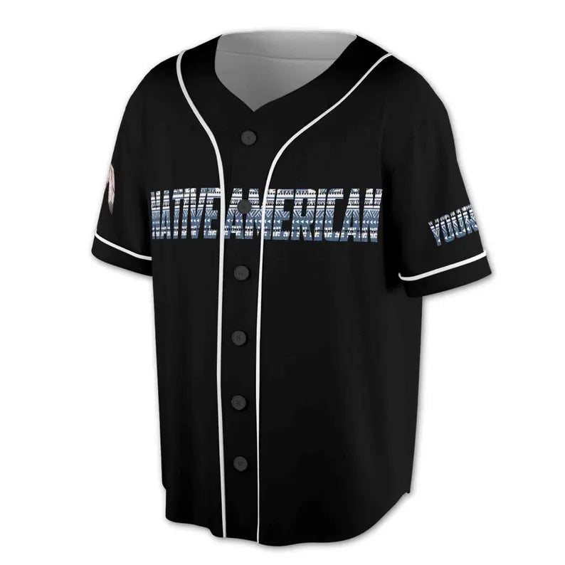 Custom Name Native American Baseball Jersey: Indigenous Symbol Print, 3D Baseball Jesey Shirt