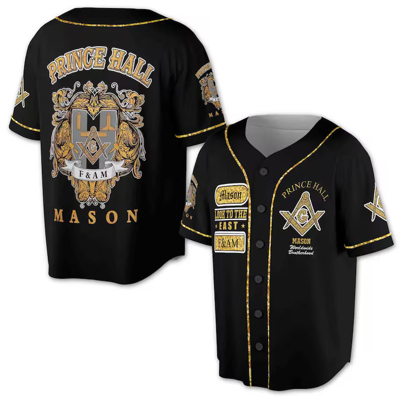 Masonic Prince Hall Baseball Jersey: Custom Lodge Name & Number, 3D Baseball Jesey Shirt