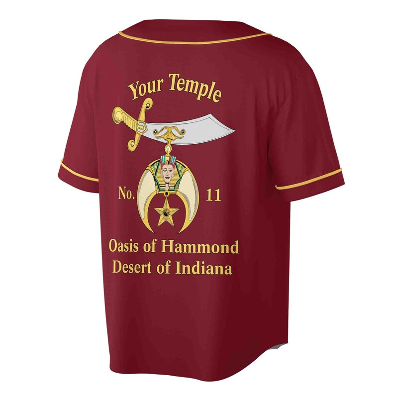 Custom Name Number Temple Shriners Noble Freemason Burgundy Baseball Jersey, 3D Baseball Jesey Shirt