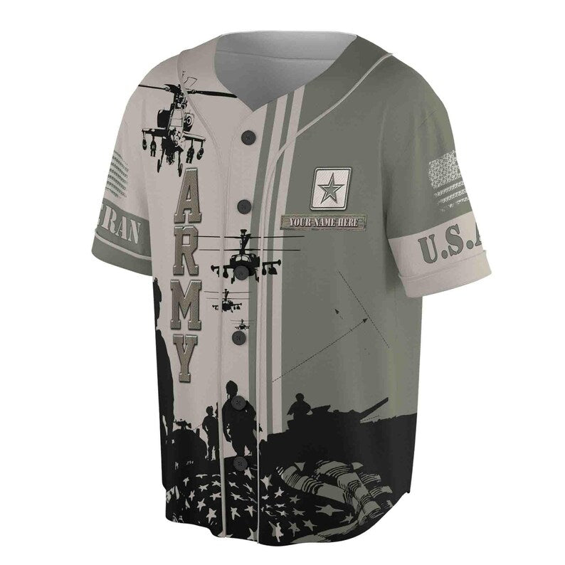 Personalized US Army Veteran 3D Baseball Jersey Shirt