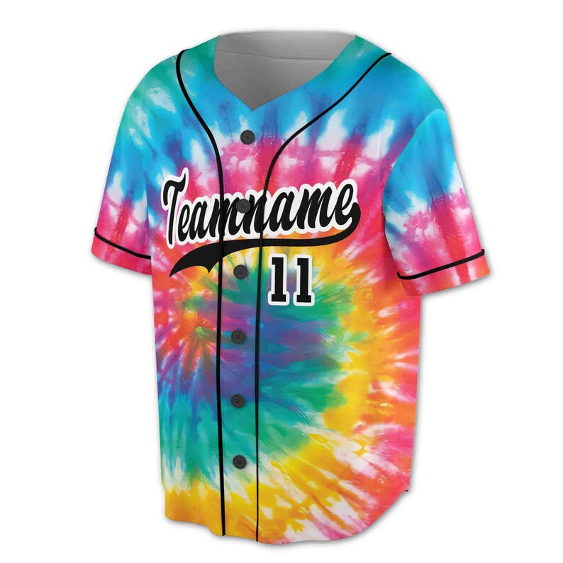 Custom Tie Dye Baseball Jersey: Personalized Team Name & Number 3D Baseball Jersey Shirt
