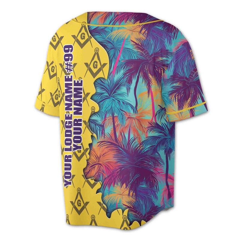 Custom Masonic Freemasonry Hawai Tropical Pattern Baseball Jersey, 3D Baseball Jersey Shirt