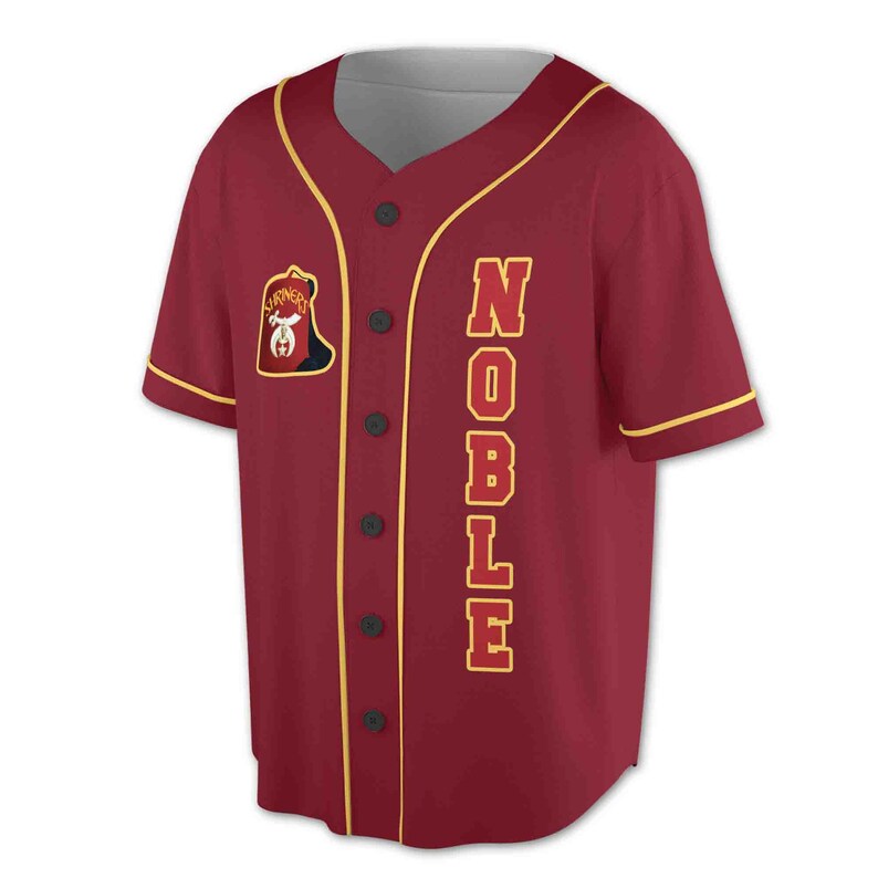 Personalize Temple Name Red Shriners Noble Masonic 3D Baseball Jersey, 3D Baseball Jesey Shirt