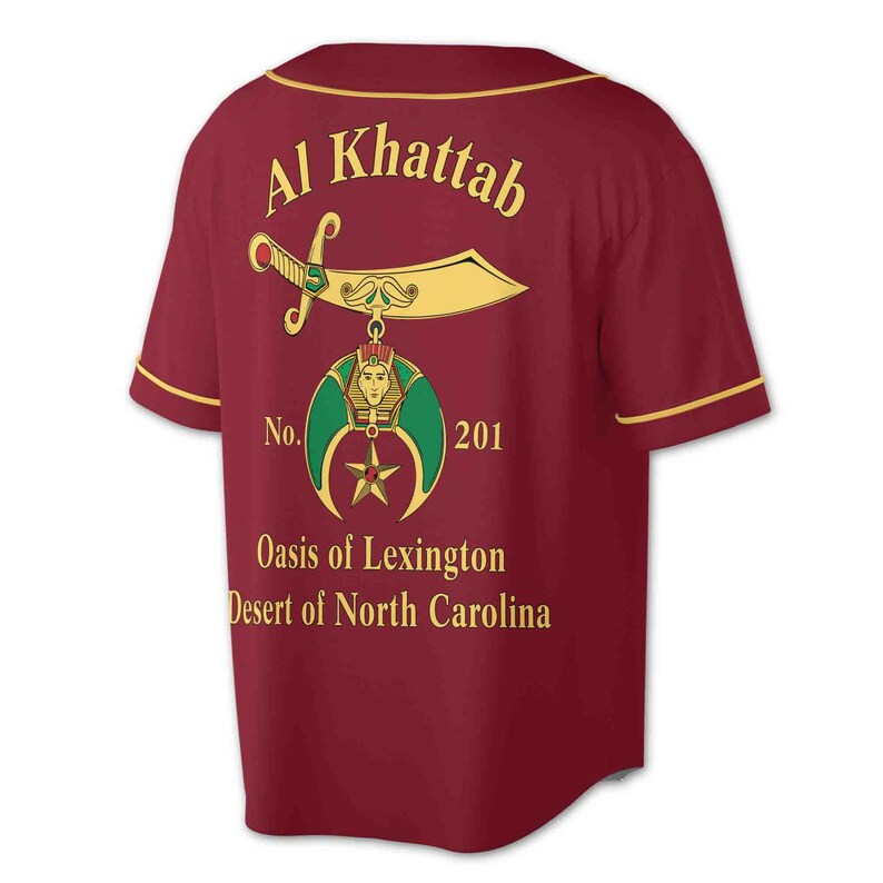 Personalize Temple Name Red Shriners Noble Masonic 3D Baseball Jersey, 3D Baseball Jesey Shirt