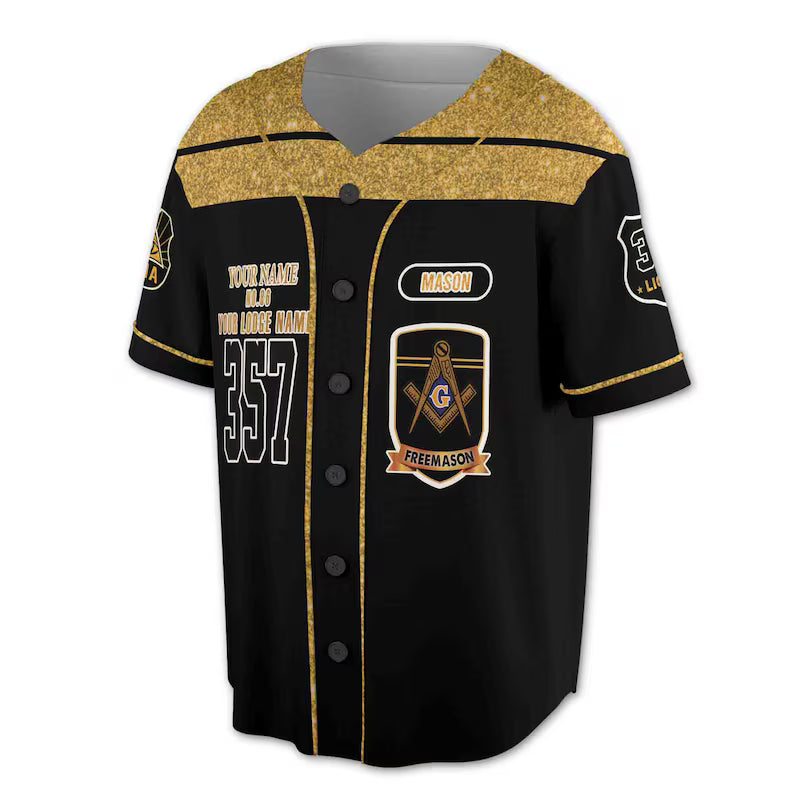 Freemasonry Masonic Personalized Lodge name Name and Number 357 3D Baseball Jersey Shirt