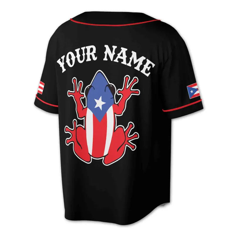 Custom Name Puerto Rico Puerto Rican Frog Patriotic Baseball Jersey, 3D Baseball Jersey Shirt