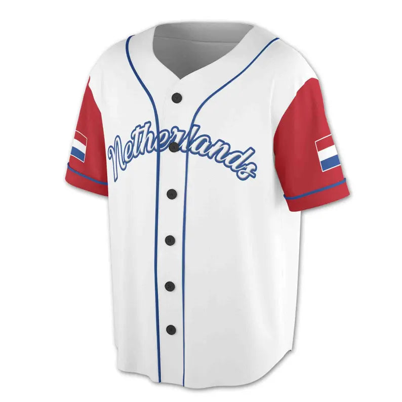 Personalized Patriotic Netherlands Flag Coat of Arms Baseball Jersey, 3D Baseball Jersey Shirt