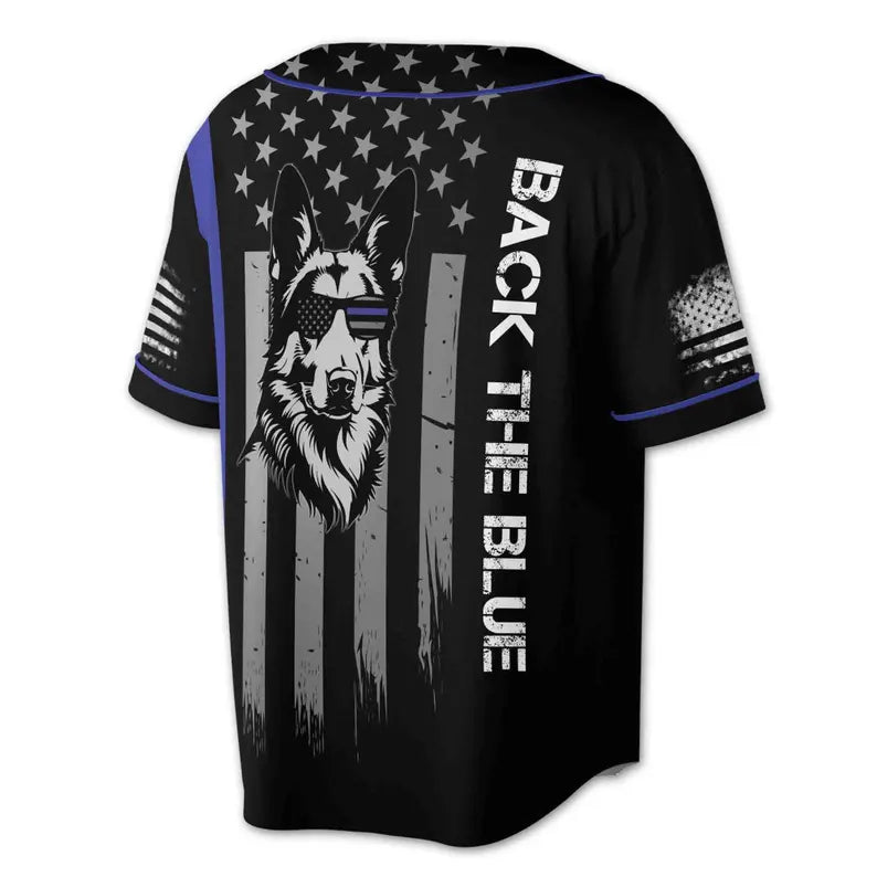 Custom Name Back The Blue America Flag Grunge Baseball Jersey, 3D Baseball Jersey Shirt