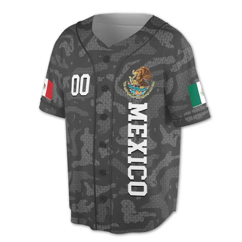 Personalized Patriotic Mexico Coat Of Arms Baseball Jersey, 3D Baseball Jersey Shirt