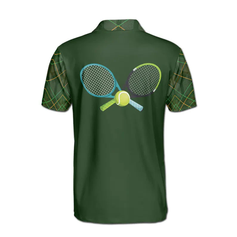 Customized Name Heartbeat with Tennis Player Men's Polo