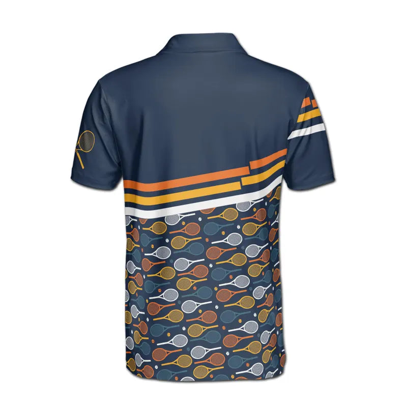 Customized Name Tennis Racket Pattern Men's Polo