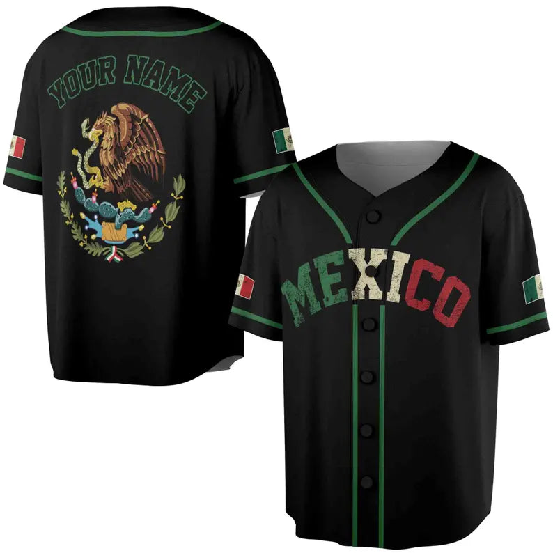 Custom Mexico Eagle Patriotic Mexican 3D All Over Print Baseball Jersey, 3D Baseball Jersey Shirt
