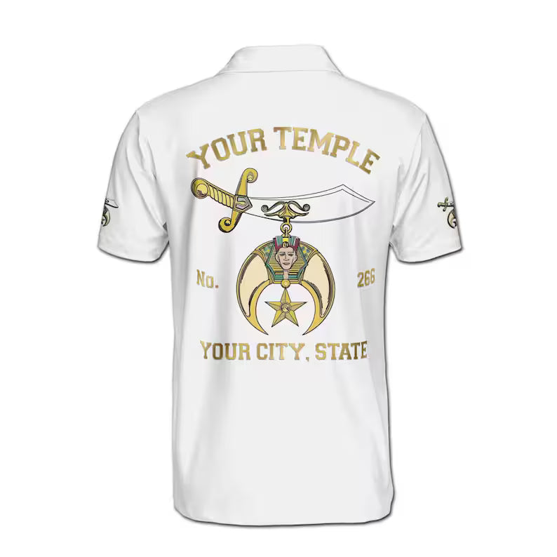Custom Name Temple Name Noble Ancient Shriners Emblem Men's Polo Shirt
