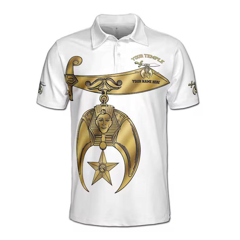 Custom Name Temple Name Noble Ancient Shriners Emblem Men's Polo Shirt