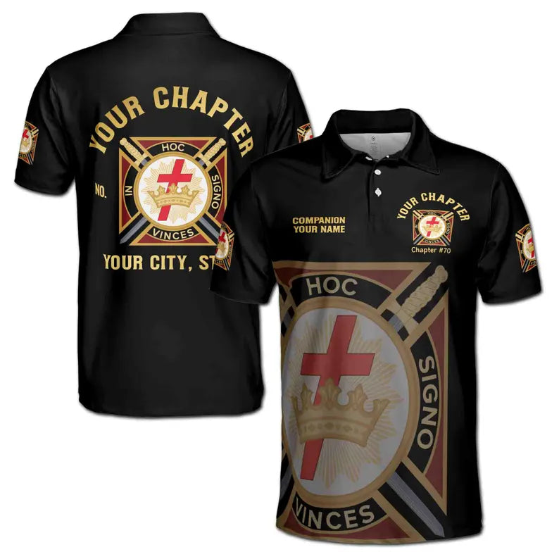 Customize Name Chapter Masonic Knights Templar Freemasonry Men's Polo Shirt
