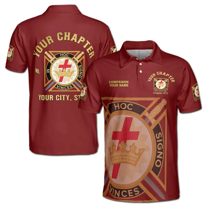 Customize Name Chapter Masonic Knights Templar Freemasonry Men's Polo Shirt